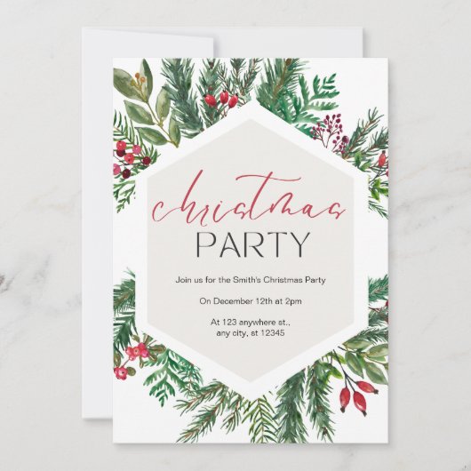 Invitation Fête de verdure de Noël aquarelle (Devant)