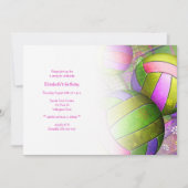 Invitation fête de volley-ball des filles lime rose chaud (Devant)