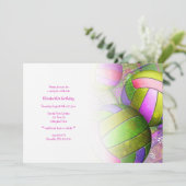 Invitation fête de volley-ball des filles lime rose chaud (Debout devant)