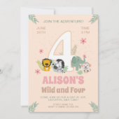 Invitation Fête de Wild Four Safari Pastel (Devant)