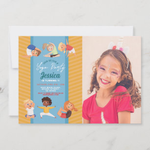 Invitation Fête de Yoga Anniversaire Stretch Girls Garçons Ph