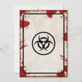 Invitation Fête de zombies avec panneau AVERTISSEMENT et tach (Dos)