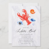 Invitation Fête d'ébullition du homard à l'aquarelle décontra (Devant)