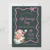 Invitation Fête d'échange cadeau de Noël rose (Devant)