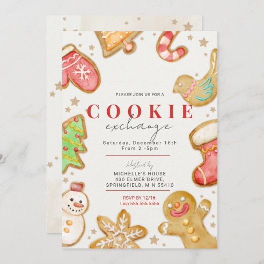 Invitation Fête d'échange de biscuits (Devant / Derrière)