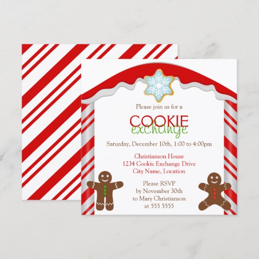 Invitation Fête d'échange de biscuits au gingembre (Devant / Derrière)