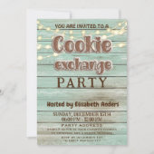Invitation Fête d'échange de biscuits de bois rustique Invita (Devant)