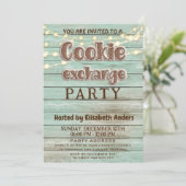 Invitation Fête d'échange de biscuits de bois rustique Invita (Debout devant)