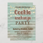Invitation Fête d'échange de biscuits de bois rustique Invita (Devant / Derrière)