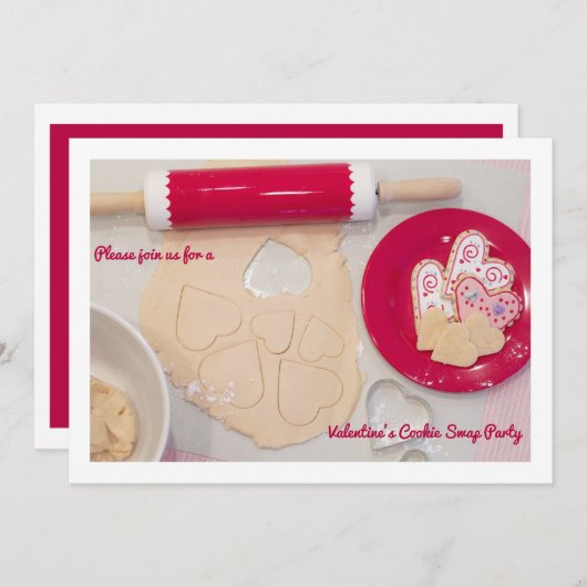 Invitation Fête d'échange de biscuits de la Saint-Valentin  (Devant / Derrière)