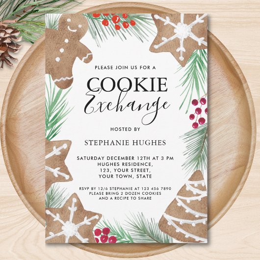 Invitation Fête d'échange de biscuits de Noël