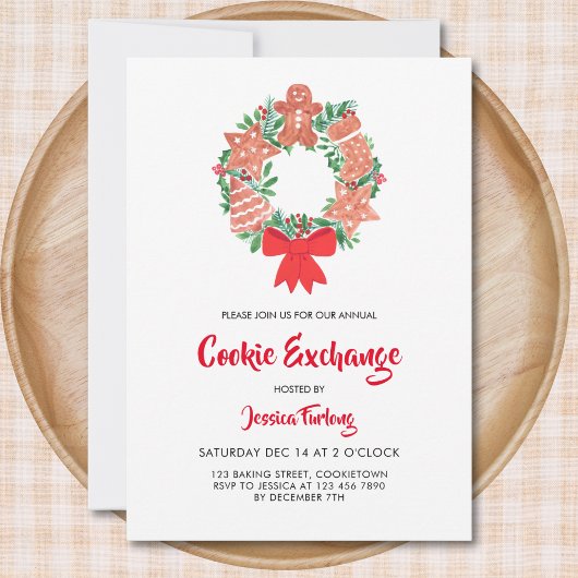 Invitation Fête d'échange de biscuits de Noël