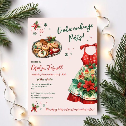 Invitation Fête d'échange de biscuits de Noël