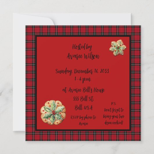 Invitation Fête d'échange de biscuits de Noël (Dos)