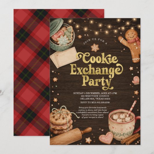 Invitation Fête d'échange de biscuits de Noël (Devant / Derrière)