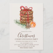 Invitation Fête d'échange de biscuits de Noël à l'aquarelle (Devant)
