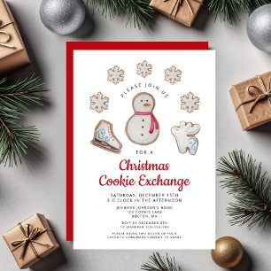 Invitation Fête d'échange de biscuits de Noël Bonhomme de nei