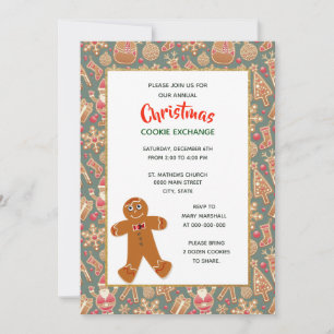 Invitation Fête d'échange de biscuits de Noël de style rétro