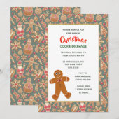 Invitation Fête d'échange de biscuits de Noël de style rétro  (Devant / Derrière)