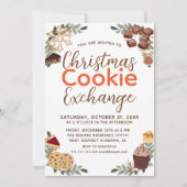Invitation Fête d'échange de biscuits de Noël en écriture élé (Devant)