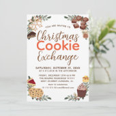 Invitation Fête d'échange de biscuits de Noël en écriture élé (Debout devant)
