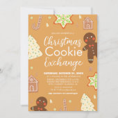 Invitation Fête d'échange de biscuits de Noël en écriture élé (Devant)