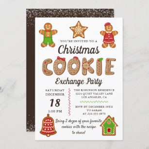 Invitation Fête d'échange de biscuits de Noël en pain d'épice