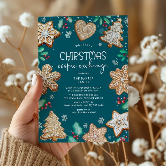 Invitation Fête d'échange de biscuits de Noël festive