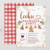 Invitation Fête d'échange de biscuits de Noël Flocons de neig (Devant / Derrière)