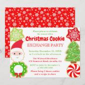 Invitation Fête d'échange de biscuits de Noël mignonne (Devant / Derrière)