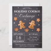 Invitation Fête d'échange de biscuits de Noël sur tableau noi (Devant)