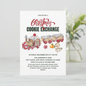 Invitation Fête d'échange de biscuits de train de Noël festiv (Debout devant)
