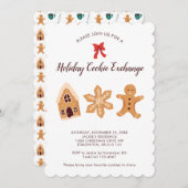 Invitation Fête d'échange de biscuits de vacances Noël mignon (Devant / Derrière)