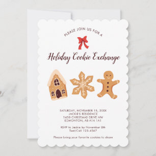 Invitation Fête d'échange de biscuits de vacances Noël mignon