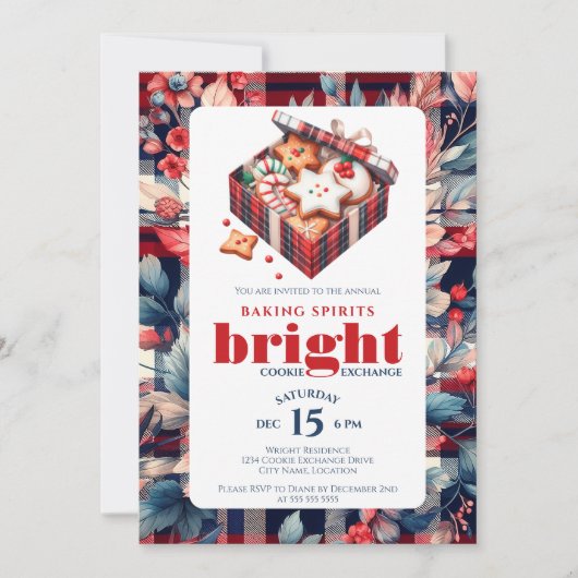 Invitation Fête d'échange de biscuits élégants (Devant)