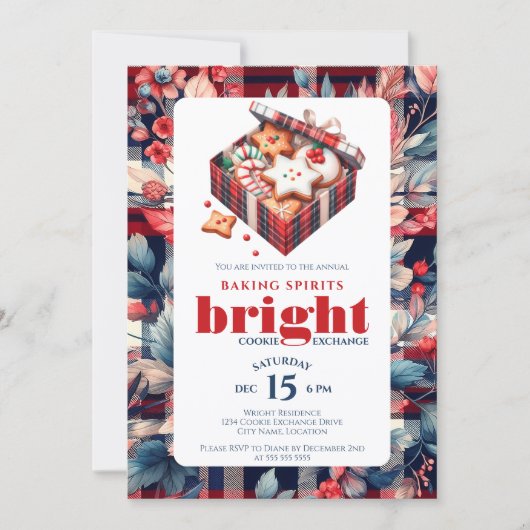 Invitation Fête d'échange de biscuits élégants (Devant)