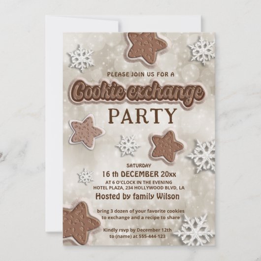 Invitation Fête d'échange de biscuits modernes d'hiver (Devant)