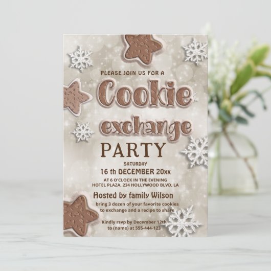 Invitation Fête d'échange de biscuits modernes d'hiver (Debout devant)