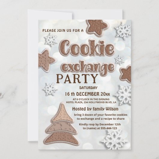 Invitation Fête d'échange de biscuits modernes d'hiver (Devant)