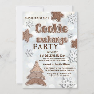Invitation Fête d'échange de biscuits modernes d'hiver