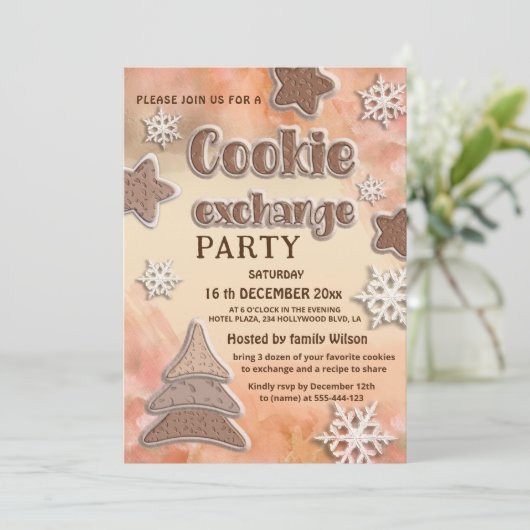 Invitation Fête d'échange de biscuits modernes d'hiver (Debout devant)