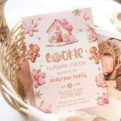 Invitation Fête d'échange de biscuits Noël pain d'épices rose