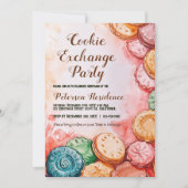 Invitation Fête d'échange de biscuits roses magnifiques (Devant)