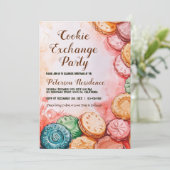 Invitation Fête d'échange de biscuits roses magnifiques (Debout devant)