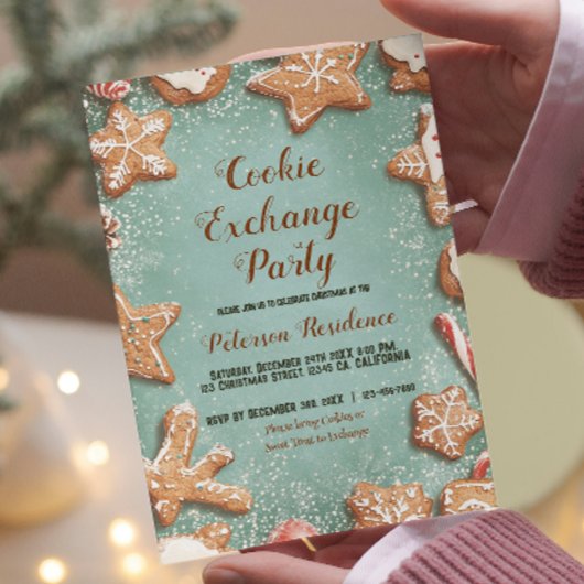 Invitation Fête d'échange de bonbons et de biscuits de Noël