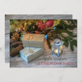 Invitation Fête d'échange de cadeaux de Noël (Devant / Derrière)
