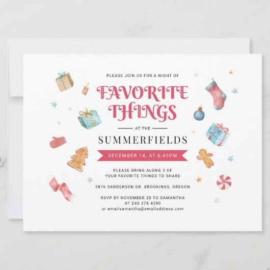 Invitation Fête d'échange de cadeaux de Noël (Devant)