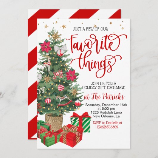 Invitation Fête d'échange de cadeaux de Noël (Devant / Derrière)