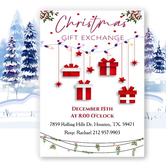 Invitation Fête d'échange de cadeaux de Noël