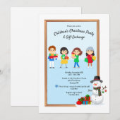 Invitation Fête d'échange de cadeaux de Noël pour enfants (Devant / Derrière)